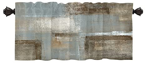 Batmerry Dunkelgraue Retro-Ölfarbe, Volant-Vorhänge, Grau, abstrakte Öl-Fenster-Behandlung, Küchenvolant, mehrschichtiges Polyester, Verdunkelung für Wohnzimmer/Badezimmer, 132,1 x 45,7 cm