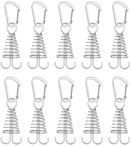 Morobor Piquets d'ancrage de terrasse, 10 pièces Piquets de tente en arête de poisson en alliage d'aluminium coupe-vent avec boucle à ressort Ancre de corde à vent portable pour camping en plein air