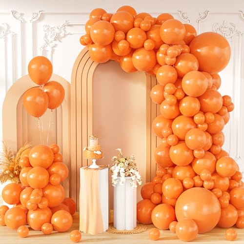 Orange Balloons, 130PCS Orange Balloon Arch Kit for Birthday Party Decor | 18/12/10/5 Inch, for Wedding, Anniversary, Graduation, Thanksgiving, Halloween, Hawaiian, Summer, Autumn Theme Party Decor