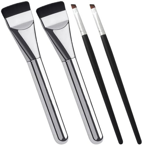 2 pennelli per fondotinta e 2 pennelli per sopracciglia, pennello per fondotinta liquido, pennello per fondotinta piatto, pennello per viso piatto