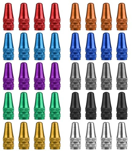 40 Stück Französisch Fahrrad Ventilkappen, 10 Farben Französisch Reifen Ventilkappen, Aluminium Französisch Fahrradventil Kappe