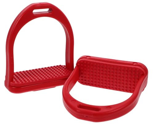Milisten 1 Paar Sattelzubehör Pferdesattel Zubehör Pferdereiten Ersatzteile Langlebiges Reiten Zubehör Sattel Zubehör Sicherheitssteigbügel Englische Steigbügel Sattelteile pom rot