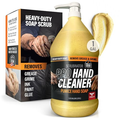 Triax Scrubinator - Heavy Duty Hand Scrub and Cleaner - Removes Tough Grease, Dirt, Grime, and Odors - No Toxic Solvents or Harsh Chemicals - Moisturizers to Protect Skin (1 Gallon)