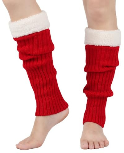TianWlio Jambière Femme Hiver Chaudes Tricotées Jambières Guêtres Genouillères Chaussettes Thermiques Doux Élastique Tricotée Chauffe-Jambes Élégantes Jambières de Noël pour Danse Yoga Fitness