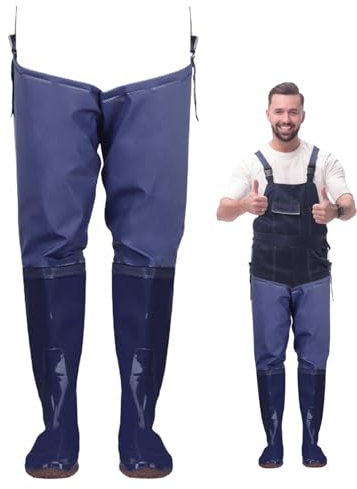 Generico Trampolieri toracici per uomini, trampolieri da pesca per uomini - Waders 'anca di stockfoot con stivali | Pantaloni da caccia impermeabile scarpe da trapianto di riso blu per il campeggio