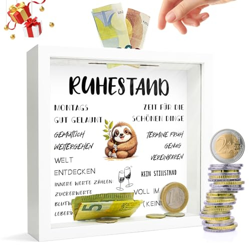 Rentner Geschenk Spardose Geldgeschenk Verpackung - Geschenke für Renteneintritt 3D Bilderrahmen zum Befüllen Geschenke zur Oma Opa Rente Ruhestand Pension Abschiedsgeschenk Kollegen Abschied Kollegin