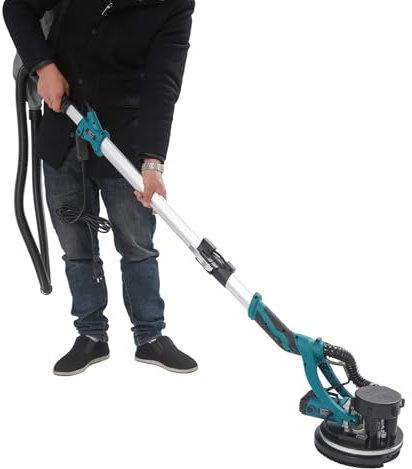 soudesileim Elektrischer Trockenbauschleifer mit LED, Faltbare Griff, 6 Geschwindigkeiten, 1800 U/min, Bearbeitet 3,6m²/h, One-Touch-Lock-Schalter, Wandschleifer, Deckenschleifer (Lake Blue)