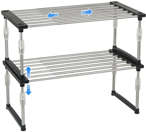 carrotez 2Pack Expandable Cabinet Organizer 11.8~19.6 x 7.8 x 6~9 - Black