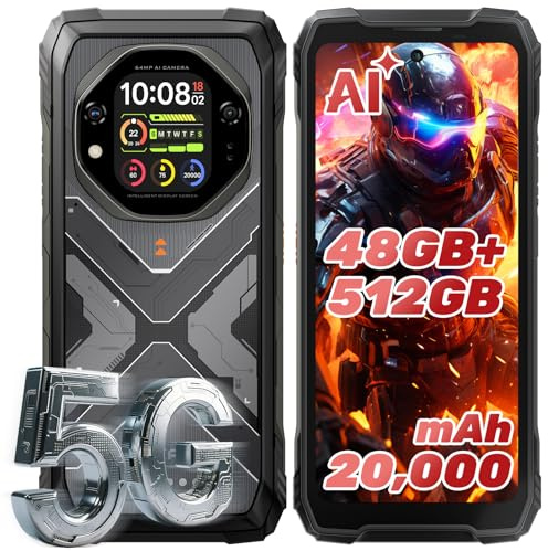 OSCAL Tank 1 Movil Resistente 5G, 20000mAh 55W, 36GB+256GB, 64MP+50MP+20MP Visión Nocturna, 6.78 FHD+120Hz & 2,01 Pantalla Sec., Dimensity 7050 Movil Irrompible Android 15 Smartphone, IP69K/NFC/OTG