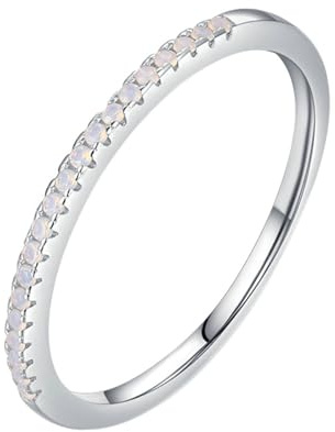 BCughia vitguld ring kvinnor 375 585, äkta guld ring damer rund form moissanit stapelbara ringar förlovningsring storlek 47-62, 14 karat (585) vitt guld, Moissanite