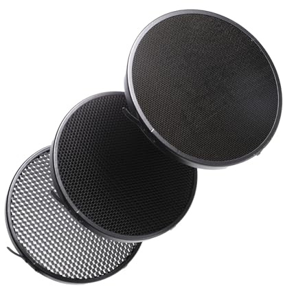 Hoement Grille en Nid D’Abeille pour Flash Photo 3 Pièces Réflecteur Standard pour Lumière Stroboscopique Accessoire D’Éclairage de Studio Contrôle Précis du Faisceau
