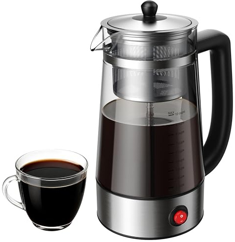 KIDISLE Percolator Coffee Pot Electric Coffee Maker, 10-Cup Coffee Percolator with Auto Keep Warm, Stainless Steel Basket, Borosilicate Glass, Cool-Touch Handle