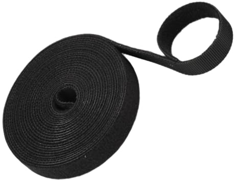 Cinta de Gancho y Bucle de Doble Cara 3 m, Brida Reutilizable para Organizar y Fijar Cables, Tira Ajustable Cortable a Medida, Negro 12 mm de Ancho