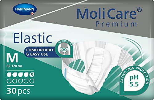 MoliCare Premium Elastic Unisex Einweg-Slip: diskrete Anwendung für Frauen und Männer mit Inkontinenz; 5 Tropfen, Größe M, 30 Stück