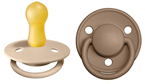 BIBS Pacifiers - De Lux Collection | BPA-Free Baby Pacifier | Made in Denmark | Set of 2 Vanilla/Dark Oak Color Premium Soothers | Size 6-18 Months