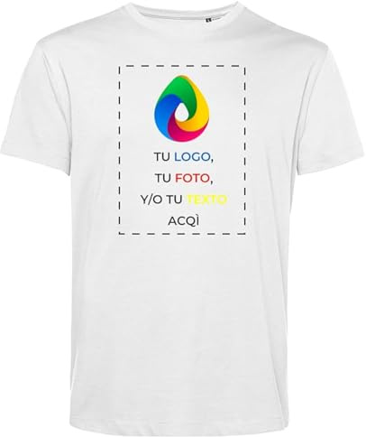 Teetaly Maglietta Personalizzata con Foto o Scritta - T-Shirt Uomo in Cotone Organico, Idea Regalo (Bianco, M)