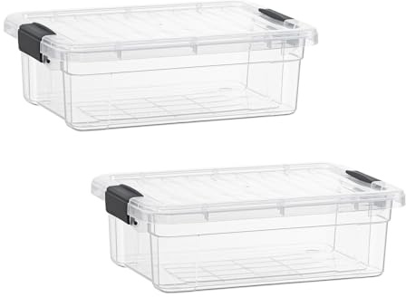 Superio Storage Bins with Lids- 2 Pack, 4.5 Qt Clear Boxes for Organizing, Stackable Plastic Containers- BPA Free, Non-Toxic, Odor Free, Organizer for Home, Office, Dorm