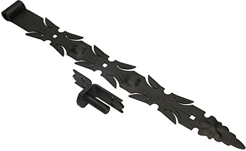 KOTARBAU® Bisagra para puertas y ventanas 600 mm, Gozne para atornillar + Quicio, Herraje para contraventanas, portones, verjas, Bisagra de acero, Bisagra decorativa negra, Bisagra de encaje, Retro