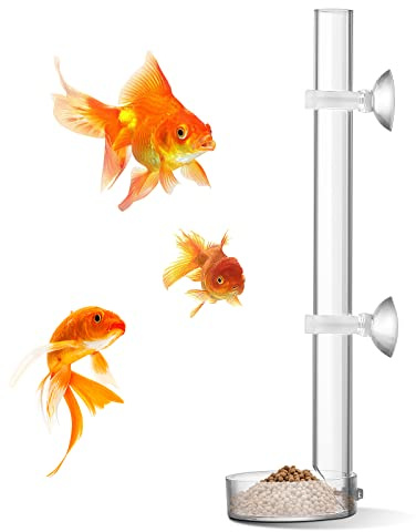 cobee Comedero acrílico para camarones, transparente, duradero, para peces de acuario, comedero para camarones, bandeja para platos de alimentación, tubo de 25 cm y cuenco de alimentación de 6,5 cm