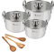 MasterPro Smart | Kochtopfset | 6-teiliges Topfset und 3 Kochutensilien | Töpfe aus Edelstahl | Kasserollen Set mit 11,7 l, 6,5 l und 3,1 l Fassungsvermögen | Geeignet für Alle Herdarten