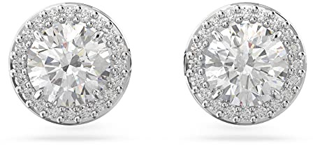Swarovski Clous d'oreilles Constella, Taille ronde, Pavé, Blanches, Métal rhodié