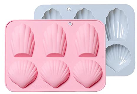 CANDeal 2 stycken silikonsnäckskal, 6 hål, geléformer, non-stick Madeleine bakformer, isformer, geléformer, kakformar