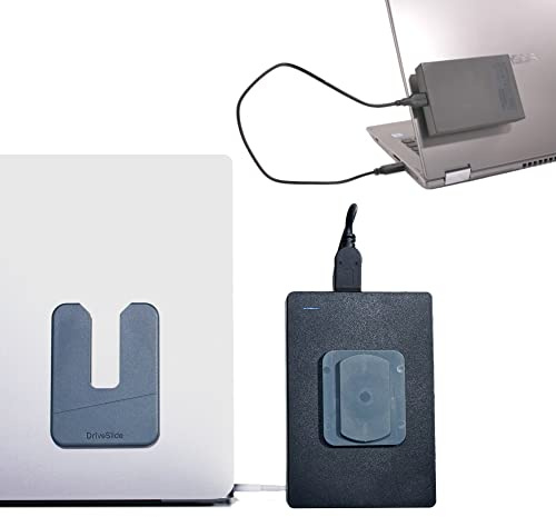 DriveSlide - Support esthétique pour Disque Dur Externe Portable monté sur Ordinateur Portable et hub pour Organiser l'espace de Travail de l'ordinateur Portable et désencombrer Le câble avec système