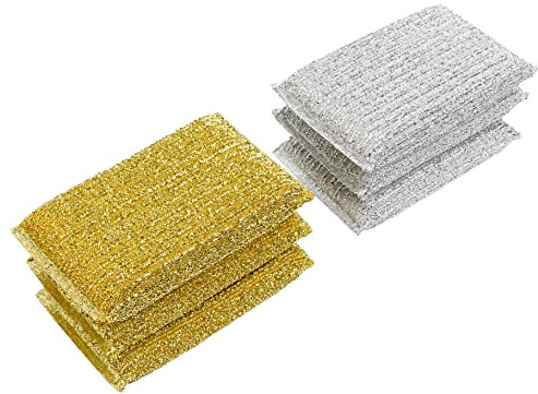 SUPERLY - Scourers Pads Washing Up Sponges Non Scratch Non Stick Scouring Pads, Metal Scrubbing Sponge Scourer, Reusable Kitchen and Bathroom Cleaning Sponges Scourers 6 Pack