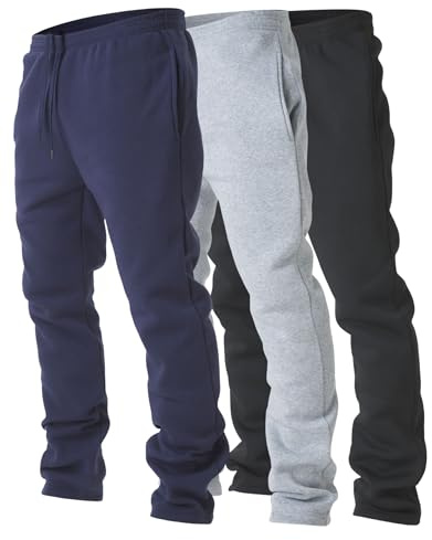Ultra Performance 3 Pack Mens Fleece Wide Leg Sweatpants with Pockets, Open Bottom Workout Sweatpants for Men