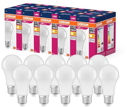 OSRAM LED Star Value Classic A60 LED Lampe für E27 Sockel, Birnenform, FR, 806 Lumen, tageslichtweiß (6500K), Ersatz für herkömmliche 60W Glühbirnen, nicht dimmbar, 10er-Pack