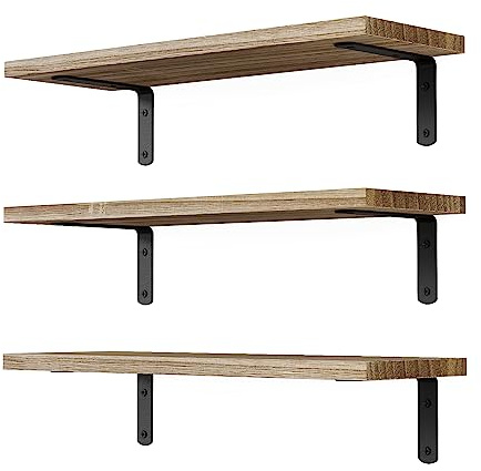 DOLLFIO Floating Wall Shelves, Decor & Storage, Rustic Brown, 16.5'', 3Pcs