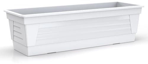 Plastard Blumenkasten 100 cm lang Farbe Weiss Pflanzkasten, Balkonkasten, Blumenkübel aus witterungsbeständigen Kunststoff für Garten und Balkon