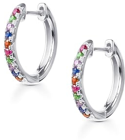 Amberta Lumini Kvinnor 925 Sterling Silver Regnbåge Creoler