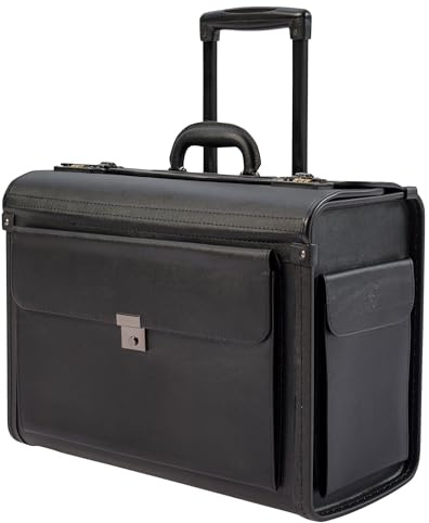 Hammer Anvil 19 Wheeled Briefcase Rolling Case Sales Sample Pilot Lawyer Attache, Black Leatherette, One Size