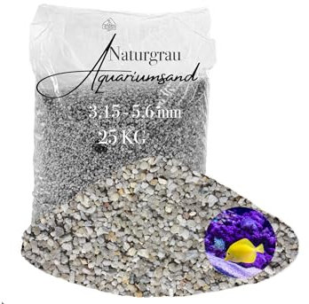 Aquariumsand Aquariumkies 25 kg 3,15-5,6 mm hellgrau gewaschen kantengerundet Quarzsand