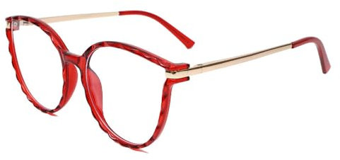AOOLIA Lunette de Vue Rondes Mode Moderne, Lunettes Anti-Lumière Bleue Monture Surdimensionnées en TR90 Confort pour Femmes, Hommes, Unisexe (Rouge)