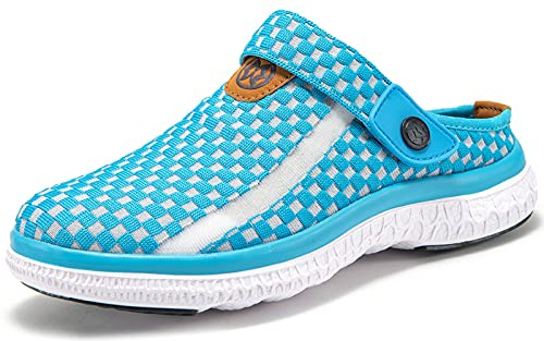 Träskor Sabot Män Kvinnor Strand Trädgård Tofflor Mesh Andningsbara Clogs Strandskor Sommar Sandaler Halkfria Platta Tofflor, Himmelsblå, 40 EU