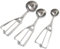 Lot de 3 cuillères à glace en acier inoxydable avec déclencheur - Différentes tailles - Pour glace, pâte à gâteau, melon, biscuits, fruits, boulettes de viande et pulpe