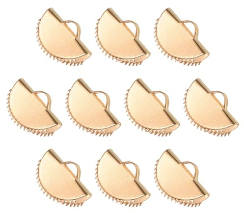 QUARKZMAN 80Pcs Pinces Sertissage Ruban, 15mm Demi-Rond en Métal Pinces Sertissage Marque-Pages, Fermoirs Sertissage Ruban pour Fabrication d'Artisanat Diy, Ton Or