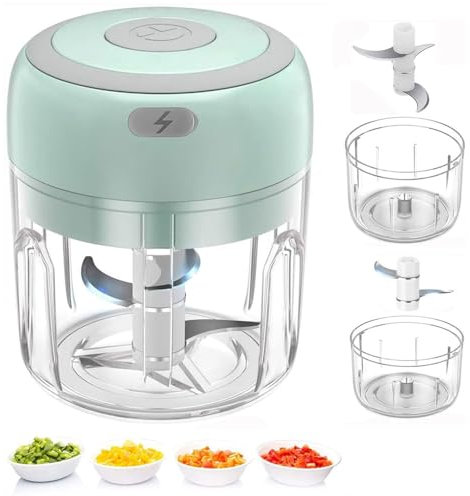 Mini broyeur d'ail électrique, robot alimentaire portable, hachoir à oignons, hachoir à viande sans fil avec chargement USB pour légumes, poivrons, oignons, aliments pour bébés, assaisonnements, noix