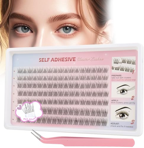 Glowing Win Pre Glued Eyelashes 119Pcs Self Adhesive Cluster Lashes 10-14mm