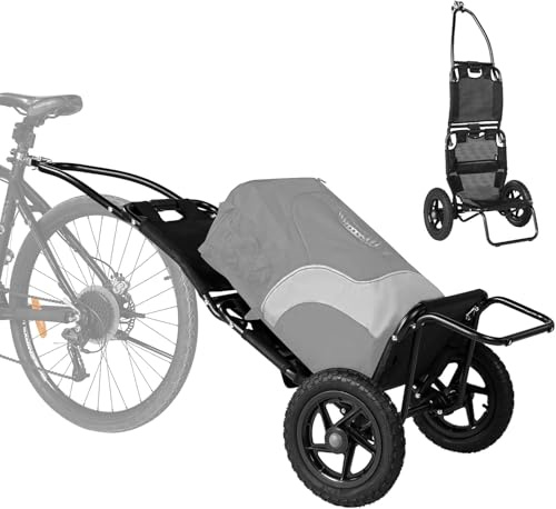 SEPNINE® Remorque Vélo Pliable, Chariot à Main, Remorque de Transport pour Vélo, Cadre en Acier allié, avec Pneus de 30 cm, Charge Max 20 kg, Noir