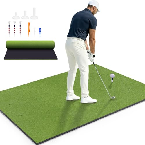 Golf Mat, 5x4ft/6x4ft Large Golf Hitting Mats for Practice Outdoor Indoor, 26mm Thick, High-Elasticity Artificial Turf Mat for Garage Simulator Chipping Driving Swinging Training, Gifts for Him Men