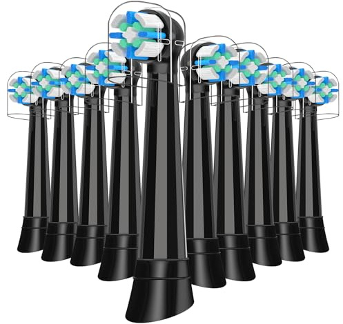 10 Stück Aufsteckbürsten Kompatibel mit Oral B IO 2/3/4/5/6/7/8/9/10 Series Elektrische Zahnbürsten, IO Zahnbürste Aufsätze with Medium Borsten Kompatibel mit Oral B (Schwarz)