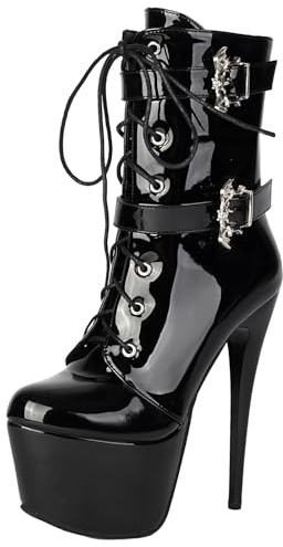 XIEPP Bottines élégantes à plateforme pour femme avec talon aiguille, adaptées pour les fêtes, le travail et les sorties pour un usage quotidien, Noir , 44 EU