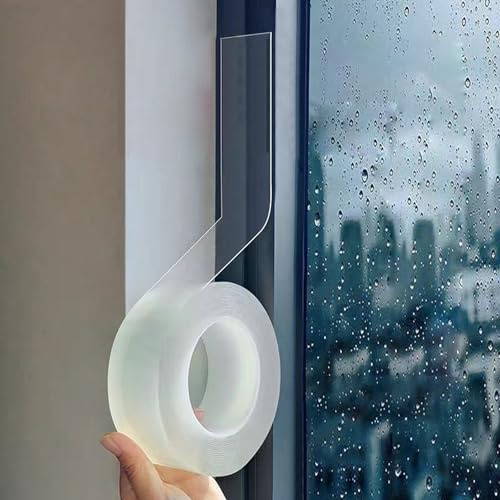 DOETYD 5cm×10m Window Weather Sealing Tape Clear Seal and Save Tape, No-Residue Strong Adhesive Waterproof Draft Isolation for Windows and Doors Winter