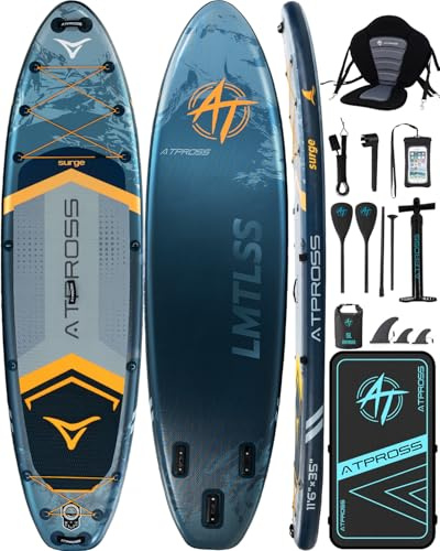 ATPROSS Tavola SUP Gonfiabile con Sedile Kayak e Accessori, 320x84cm Stand Up Paddle Extra Largo per 2 Persone, Portata 200kg, Canoa Gonfiabile 2 Posti Stabile e Antiscivolo per Mare e Surf