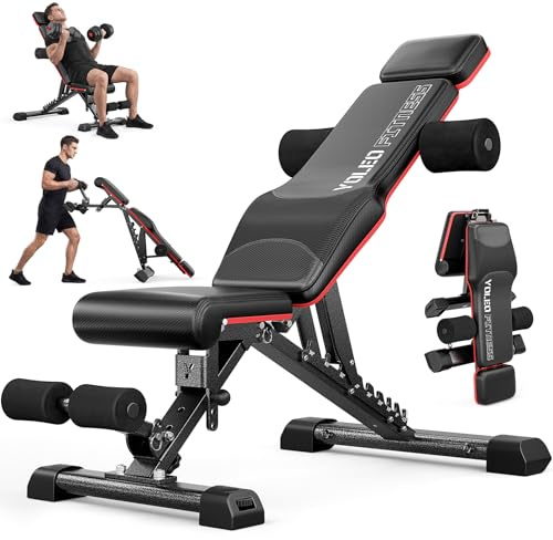 YOLEO Banc de musculation Réglable, Certifié ENISO de 375 kg | Pré-assemblé à 98 %, Banc Musculation Pliable avec 84 Positions pour Salle de Sport à Domicile, Assise Plus Large