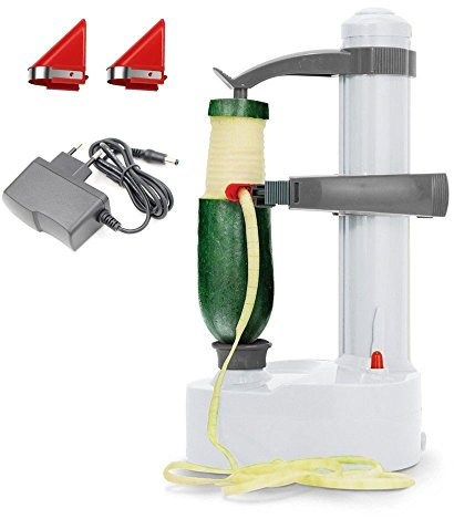 MALAYAS Eplucheur de Pommes de Terre Electrique KKWLELEL [2 Lames supplementaires] - Coupe Automatique de Fruits et legumes rotatifs