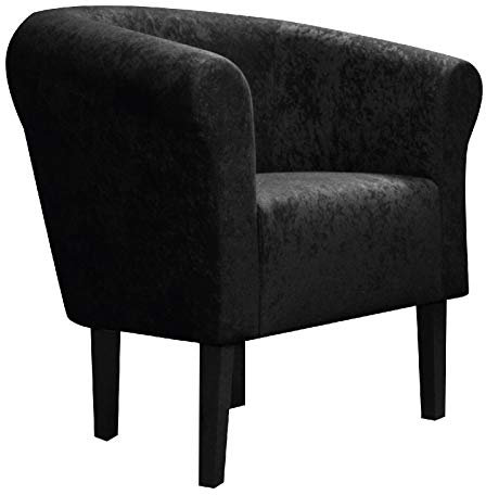 FORTISLINE Clubsessel Loungesessel Cocktailsessel Monaco 2 Mikrovelur W426_16 (Schwarz)